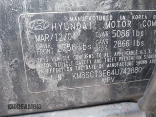 2004 Hyundai Santa Fe GLS with VIN KM8SC13E64U742880, listed as a IAAI auction lot 41764097 with 126,559 mi miles. Bid and sale history available at carsss.com. Image 9.