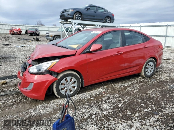 2016 Hyundai Accent SE with VIN KMHCT4AE7GU966849, listed as a Copart auction lot 44311155 with 129,176 mi miles and Salvage Title. Bid and sale history available at carsss.com. Image 1.