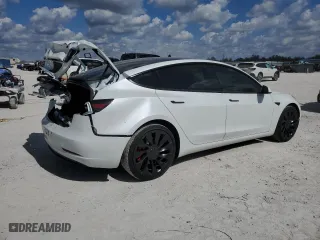 2022 Tesla Model 3 Performance with VIN 5YJ3E1EC0NF330558, listed as a Copart auction lot 44438365 with 19,690 mi miles and Salvage Title. Bid and sale history available at carsss.com. Image 3.