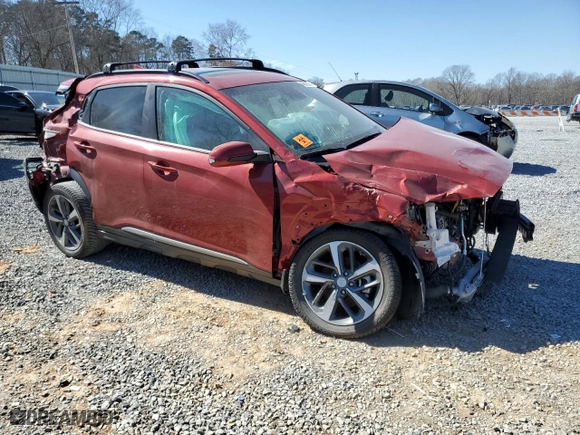 2021 Hyundai Kona Limited with VIN KM8K3CA54MU633381, listed as a Copart auction lot 46872695 with 0 mi miles and Salvage Title. Bid and sale history available at carsss.com. Image 4.