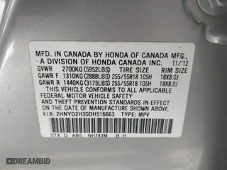 2013 Acura MDX Tech Pkg with VIN 2HNYD2H30DH516663, listed as a IAAI auction lot 41815142 with 152,775 mi miles. Bid and sale history available at carsss.com. Image 9.