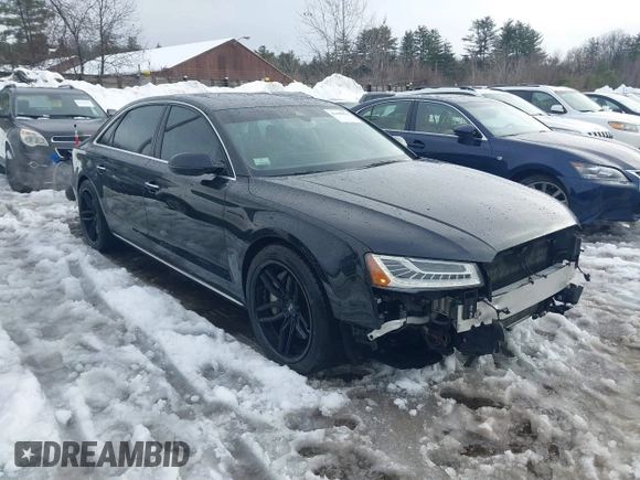 2015 Audi A8 L 4.0T with VIN WAU32AFD2FN033629, listed as a IAAI auction lot 41448956 with 120,364 mi miles. Bid and sale history available at carsss.com. Image 1.