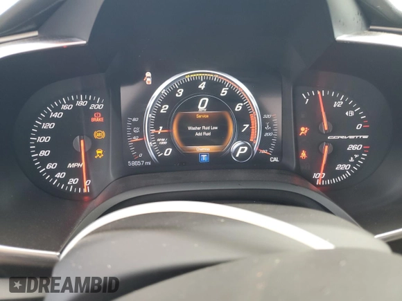 2018 Chevrolet Corvette 1LT with VIN 1G1YB2D79J5101065, listed as a Copart auction lot 62185325 with 58,657 mi miles and Salvage title. Bid and sale history available at DreamBid. Image 9.