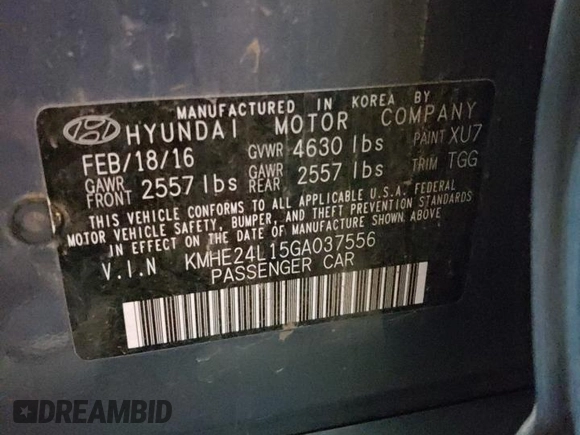 2016 Hyundai Sonata SE with VIN KMHE24L15GA037556, listed as a Copart auction lot 80728553 with 90,676 mi miles and . Bid and sale history available at DreamBid. Image 12.