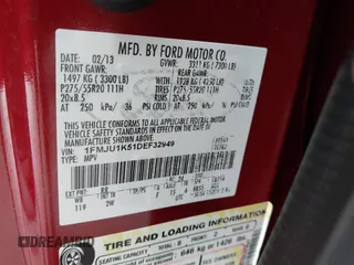 2013 Ford Expedition Limited with VIN 1FMJU1K51DEF32949, listed as a IAAI auction lot 42330247 with 185,150 mi miles and . Bid and sale history available at DreamBid. Image 9.