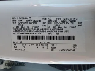 2021 Ford F-350 XL z VIN 1FT8W3BT6MEE15343, wystawiony jako Copart lot #47465165 z przebiegiem 233 768 mil mil oraz Szkoda całkowita • Salvage title. Historia ofert i sprzedaży dostępna na DreamBid. Obrazek 12.