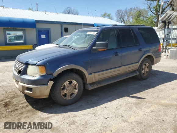 2003 Ford Expedition Eddie Bauer z VIN 1FMPU18L13LC57657, wystawiony jako Copart lot #52851155 z przebiegiem 253 028 mil mil oraz Szkoda całkowita • Salvage title. Historia ofert i sprzedaży dostępna na DreamBid. Obrazek 1.