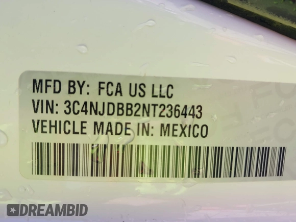 2022 Jeep Compass Latitude z VIN 3C4NJDBB2NT236443, wystawiony jako IAAI lot #42030411 z przebiegiem 57 223 mil mil oraz . Historia ofert i sprzedaży dostępna na DreamBid. Obrazek 9.