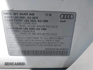 2020 Audi Q5 Premium Plus with VIN WA1E2AFY8L2049128, listed as a IAAI auction lot 42376021 with 65,498 mi miles and . Bid and sale history available at DreamBid. Image 9.