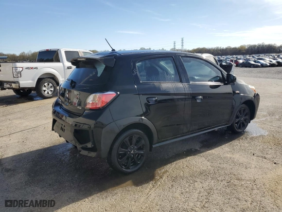 2023 Mitsubishi Mirage Black Edition with VIN ML32AWHJ2PH001350, listed as a Copart auction lot 46849375 with 31679 miles and Clean Title. Bid and sale history available at carsss.com. Image 3.