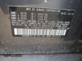 2019 Subaru Legacy Premium with VIN 4S3BNAF6XK3024304, listed as a Copart auction lot 43445725 with 106,678 mi miles and Salvage Title. Bid and sale history available at carsss.com. Image 12.