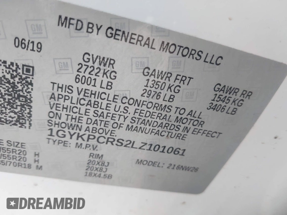 2020 Cadillac XT6 FWD Premium Luxury with VIN 1GYKPCRS2LZ101061, listed as a IAAI auction lot 42113360 with Not provided miles and . Bid and sale history available at DreamBid. Image 9.