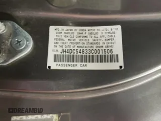 2003 Acura RSX with VIN JH4DC54833C001506, listed as a Copart auction lot 57730144 with 154,206 mi miles and Salvage Title. Bid and sale history available at carsss.com. Image 13.