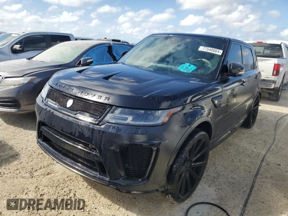 2021 Land Rover Range Rover Sport SVR with VIN SALWZ2RE5MA780919, listed as a Copart auction lot 77540064 with Not Provided miles and Salvage Title. Bid and sale history available at DreamBid. Image 1.