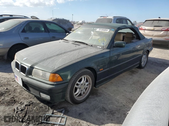 1999 BMW 3 Series 323icA with VIN WBABJ8332XEM23389, listed as a Copart auction lot 76185804 with 0 mi miles and Salvage Title. Bid and sale history available at carsss.com. Image 1.