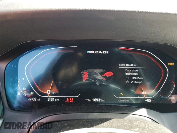 2022 BMW 2 Series M240i xDrive with VIN 3MW53CM01N8C35798, listed as a Copart auction lot 50091025 with 16,391 mi miles and Salvage Title. Bid and sale history available at carsss.com. Image 9.
