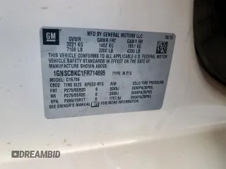 2015 Chevrolet Tahoe LT with VIN 1GNSCBKC1FR714895, listed as a Copart auction lot 60787185 with 239,815 mi miles and Salvage title. Bid and sale history available at DreamBid. Image 13.