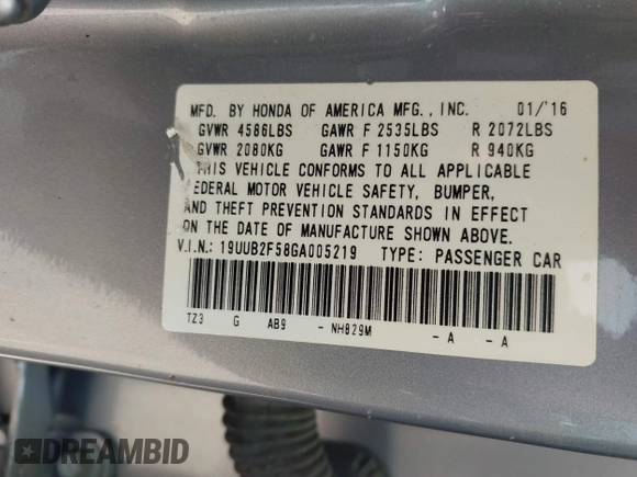 2016 Acura TLX Technology z VIN 19UUB2F58GA005219, wystawiony jako IAAI lot #42030519 z przebiegiem 137 197 mil mil oraz . Historia ofert i sprzedaży dostępna na DreamBid. Obrazek 9.