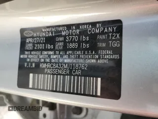 2021 Hyundai Venue SEL with VIN KMHRC8A32MU118762, listed as a Copart auction lot 50267805 with 59,200 mi miles and Clean Title. Bid and sale history available at DreamBid. Image 12.