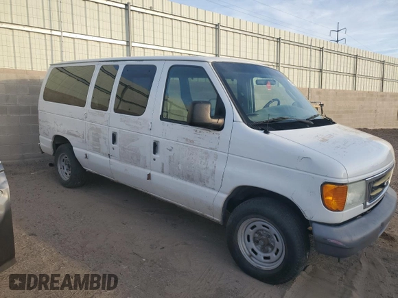 2005 Ford Econoline Passenger XL with VIN 1FMRE11L75HA12481, listed as a Copart auction lot 50769075 with 260,238 mi miles and Salvage title. Bid and sale history available at DreamBid. Image 4.