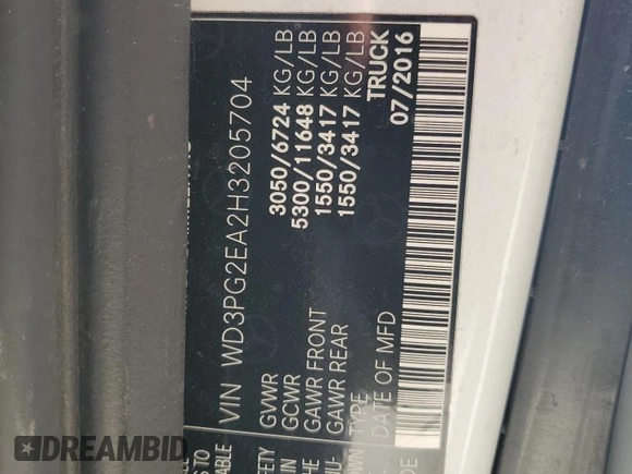 2017 Mercedes-Benz Metris Cargo Cargo with VIN WD3PG2EA2H3205704, listed as a Copart auction lot 82807464 with 56,585 mi miles and Salvage Title. Bid and sale history available at DreamBid. Image 13.