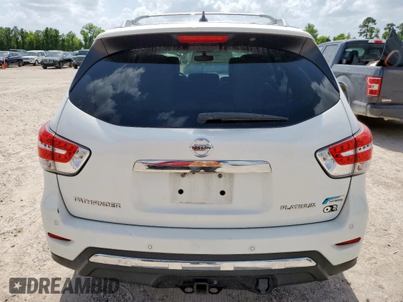 2014 Nissan Pathfinder Platinum Hybrid with VIN 5N1CR2MNXEC660701, listed as a Copart auction lot 61634125 with 136,378 mi miles and Salvage title. Bid and sale history available at DreamBid. Image 6.