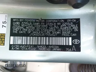 2007 Toyota Prius z VIN JTDKB20U877556527, wystawiony jako IAAI lot #41965245 z przebiegiem 259 572 mil mil oraz . Historia ofert i sprzedaży dostępna na DreamBid. Obrazek 9.