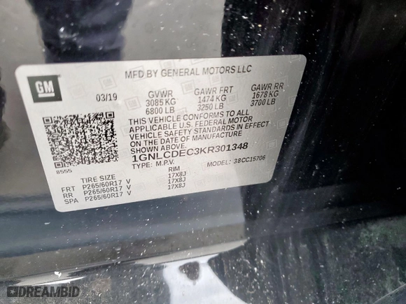 2019 Chevrolet Tahoe Commercial with VIN 1GNLCDEC3KR301348, listed as a Copart auction lot 51172905 with 93,986 mi miles and Salvage Title. Bid and sale history available at carsss.com. Image 13.