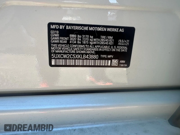 2019 BMW X7 xDrive40i z VIN 5UXCW2C5XKLB43880, wystawiony jako Copart lot #55110725 z przebiegiem 73 789 mil mil oraz Czysty tytuł • Clean title. Historia ofert i sprzedaży dostępna na DreamBid. Obrazek 10.