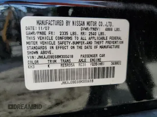 2008 Infiniti EX Journey with VIN JNKAJ09E68M300418, listed as a Copart auction lot 77326494 with 71,183 mi miles and Salvage Title. Bid and sale history available at DreamBid. Image 13.