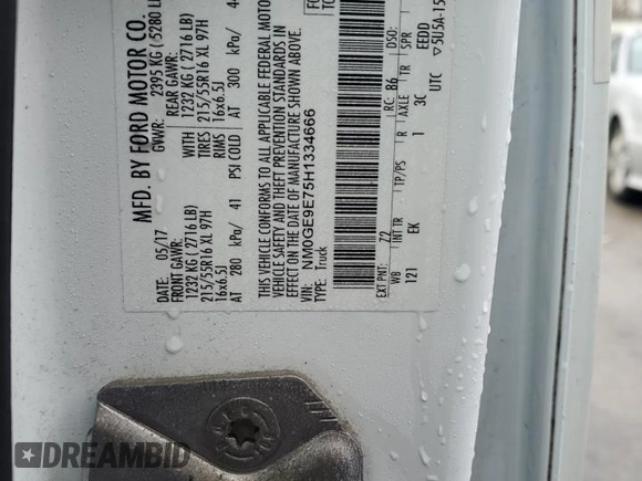 2017 Ford Transit Connect XL z VIN NM0GE9E75H1334666, wystawiony jako Copart lot #84887804 z przebiegiem 93 555 mil mil oraz Szkoda całkowita • Salvage title. Historia ofert i sprzedaży dostępna na DreamBid. Obrazek 13.