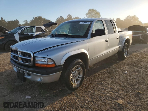 2004 Dodge Dakota Sport with VIN 1D7HL38N24S634602, listed as a Copart auction lot 74386034 with 158,855 mi miles and Salvage Title. Bid and sale history available at carsss.com. Image 1.