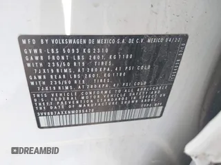 2022 Volkswagen Tiguan SE R-Line Black с VIN 3VV8B7AXXNM095478, выставлен на аукционе IAAI как лот 42056142 с пробегом 24 609 миль миль и . История ставок и продаж доступна на DreamBid. Изображение 9.