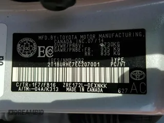 2014 Toyota Corolla L with VIN 2T1BURHE7EC207001, listed as a Copart auction lot 56371685 with Not provided miles and Salvage title. Bid and sale history available at DreamBid. Image 13.