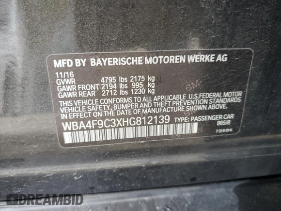 2017 BMW 4 Series 430i xDrive z VIN WBA4F9C3XHG812139, wystawiony jako Copart lot #49584455 z przebiegiem 102 906 mil mil oraz Szkoda całkowita • Salvage title. Historia ofert i sprzedaży dostępna na DreamBid. Obrazek 13.