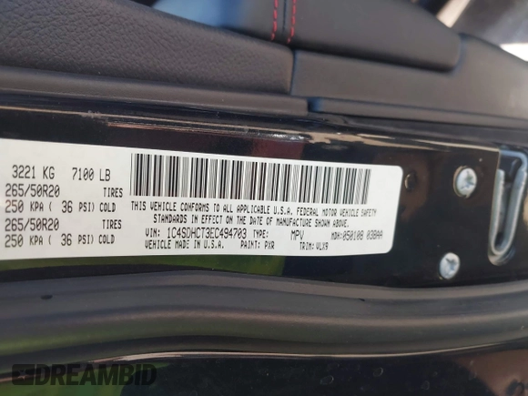 2014 Dodge Durango R/T с VIN 1C4SDHCT3EC494703, выставлен на аукционе IAAI как лот 42254467 с пробегом 156 417 миль миль и . История ставок и продаж доступна на DreamBid. Изображение 9.