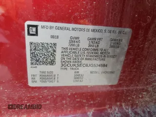 2018 Chevrolet Silverado 1500 LTZ with VIN 3GCUKSEC6JG534594, listed as a Copart auction lot 52744455 with Not Provided miles and Clean Title. Bid and sale history available at carsss.com. Image 12.