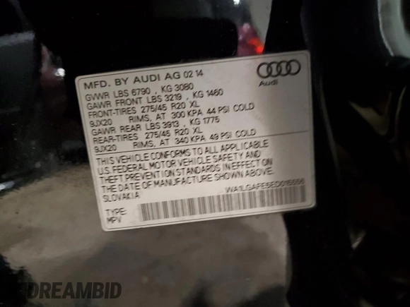 2014 Audi Q7 3.0T Premium Plus with VIN WA1LGAFE5ED015556, listed as a Copart auction lot 47432305 with 110,175 mi miles and Salvage Title. Bid and sale history available at carsss.com. Image 16.