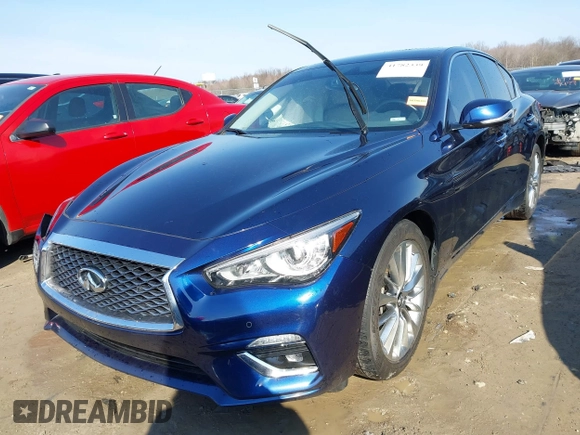 2021 Infiniti Q50 Luxe with VIN JN1EV7BR6MM755747, listed as a IAAI auction lot 41782339 with 65,463 mi miles and . Bid and sale history available at carsss.com. Image 2.