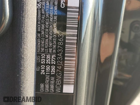 2003 Mercedes-Benz S 55 AMG with VIN WDBNG74J23A378637, listed as a Copart auction lot 88428295 with 128,658 mi miles and Salvage Title. Bid and sale history available at DreamBid. Image 12.