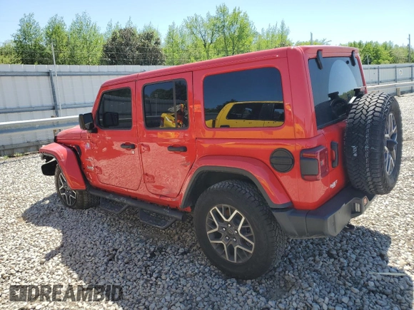 2024 Jeep Wrangler Sahara z VIN 1C4PJXEG6RW266773, wystawiony jako Copart lot #53257415 z przebiegiem 9 655 mil mil oraz Szkoda całkowita • Salvage title. Historia ofert i sprzedaży dostępna na DreamBid. Obrazek 2.