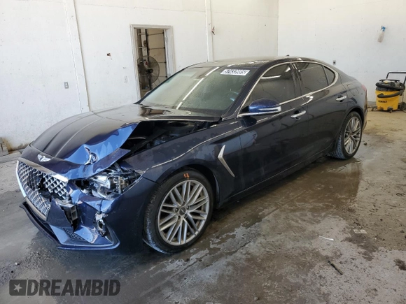 2021 Genesis G70 2.0T with VIN KMTG34LA0MU072088, listed as a Copart auction lot 57433985 with 77,876 mi miles and Clean title. Bid and sale history available at DreamBid. Image 1.