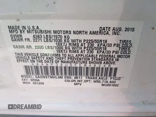 2015 Mitsubishi Outlander Sport ES with VIN 4A4AP3AU6FE048240, listed as a IAAI auction lot 42095926 with 105,094 mi miles. Bid and sale history available at carsss.com. Image 9.