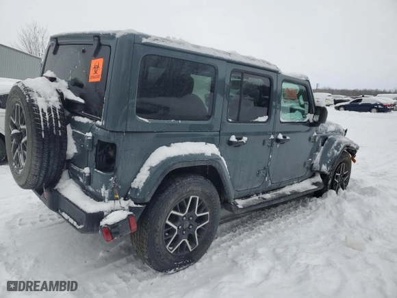 2024 Jeep Wrangler Sahara with VIN 1C4PJXEN0RW122859, listed as a Copart auction lot 44733285 with 0 mi miles and Salvage Title. Bid and sale history available at carsss.com. Image 3.