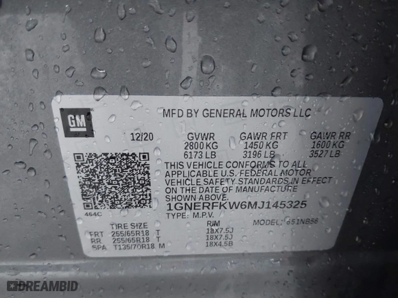 2021 Chevrolet Traverse LS with VIN 1GNERFKW6MJ145325, listed as a IAAI auction lot 41465202 with 102,406 mi miles. Bid and sale history available at carsss.com. Image 9.