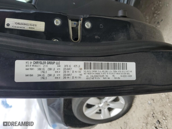 2014 Jeep Compass Latitude with VIN 1C4NJDEBXED761879, listed as a Copart auction lot 52920015 with 44,018 mi miles and Non Repairable. Bid and sale history available at carsss.com. Image 12.
