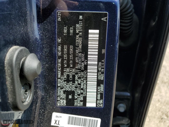 2021 Toyota Highlander XSE with VIN 5TDJZRBH2MS110245, listed as a Copart auction lot 52187275 with 79,962 mi miles and Salvage Title. Bid and sale history available at carsss.com. Image 13.