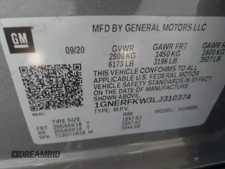 2020 Chevrolet Traverse LS z VIN 1GNERFKW3LJ310374, wystawiony jako IAAI lot #41320911 z przebiegiem 35 551 mil mil oraz . Historia ofert i sprzedaży dostępna na DreamBid. Obrazek 9.