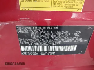 2012 Toyota RAV4 Sport with VIN JTMRF4DV8C5050333, listed as a IAAI auction lot 42606530 with 164,852 mi miles and . Bid and sale history available at DreamBid. Image 9.