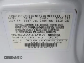 2008 Nissan Sentra S with VIN 3N1AB61E18L609143, listed as a IAAI auction lot 42066914 with Not Provided miles and . Bid and sale history available at DreamBid. Image 9.